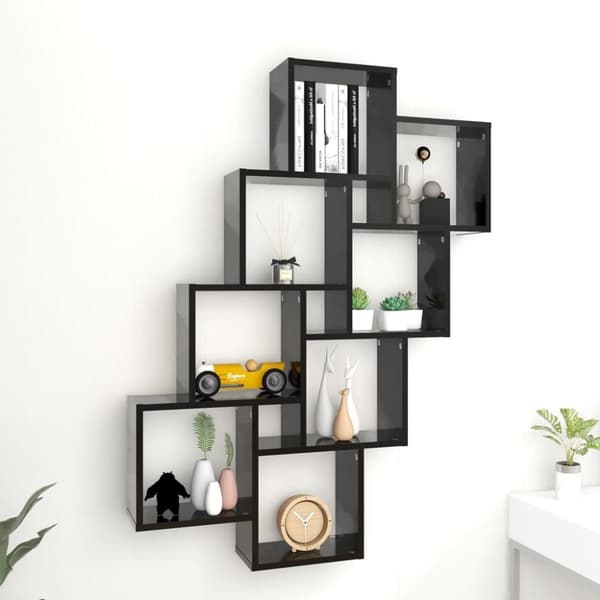 vidaXL væghylde 90x15x119 cm kubeformet spånplade sort -  Væghylder & smalle hylder