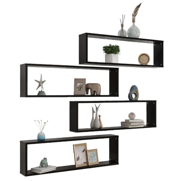 vidaXL Kuutioseinähyllyt 4 kpl musta 100x15x30 cm tekninen puu -  Seinähyllyt