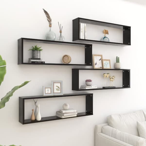 vidaXL Kuutioseinähyllyt 4 kpl musta 100x15x30 cm tekninen puu -  Seinähyllyt