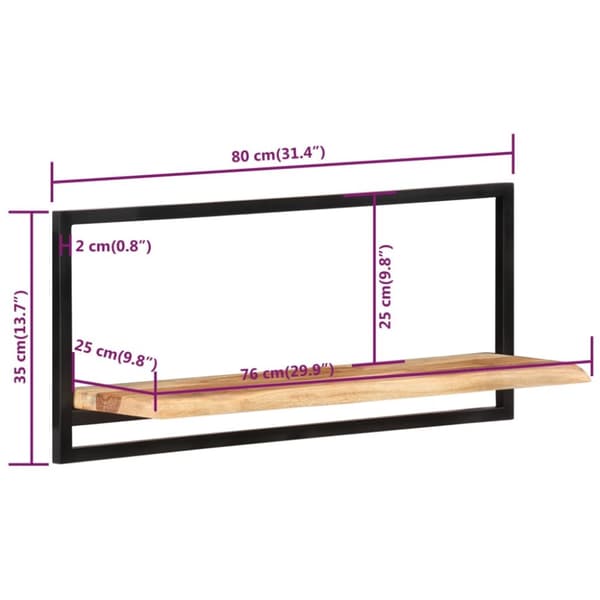 vidaXL Vägghyllor 2 st 80x25x35 cm massivt akaciaträ och stål -  Vägghyllor & fönsterbrädor