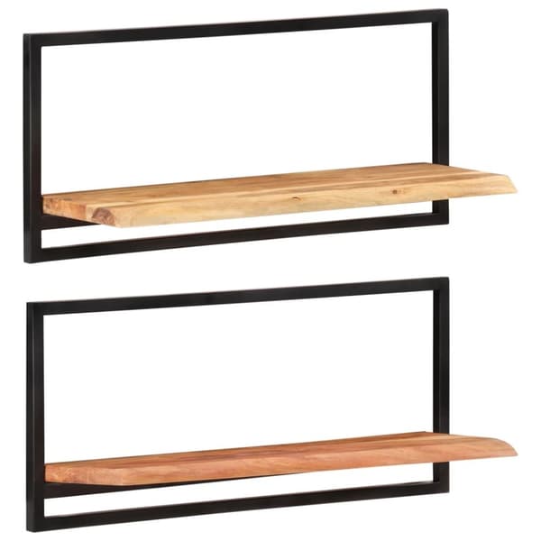 vidaXL Vägghyllor 2 st 80x25x35 cm massivt akaciaträ och stål -  Vägghyllor & fönsterbrädor