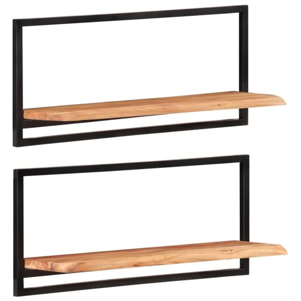 vidaXL Vägghyllor 2 st 80x25x35 cm massivt akaciaträ och stål -  Vägghyllor & fönsterbrädor