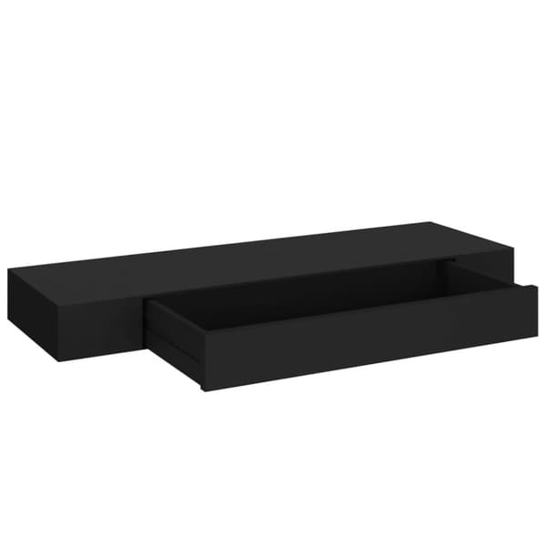 vidaXL Svävande vägghylla med låda svart 80x25x8 cm -  Vägghyllor & fönsterbrädor