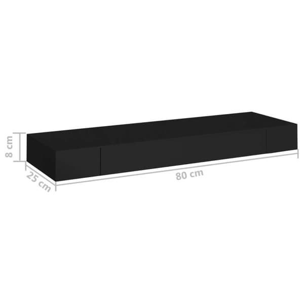 vidaXL Svävande vägghylla med låda svart 80x25x8 cm -  Vägghyllor & fönsterbrädor