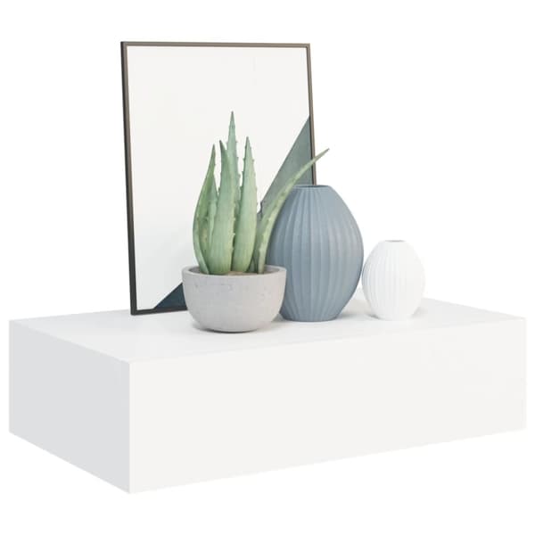 vidaXL væghylde med skuffe 40x23,5x10 cm MDF hvid -  Væghylder & smalle hylder