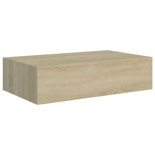 vidaXL væghylder med skuffer 2 stk. 40x23,5x10 cm MDF egetræsfarvet -  Væghylder & smalle hylder