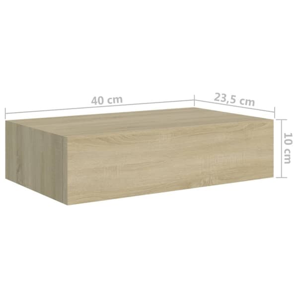 vidaXL væghylder med skuffer 2 stk. 40x23,5x10 cm MDF egetræsfarvet - Væghylder & smalle hylder