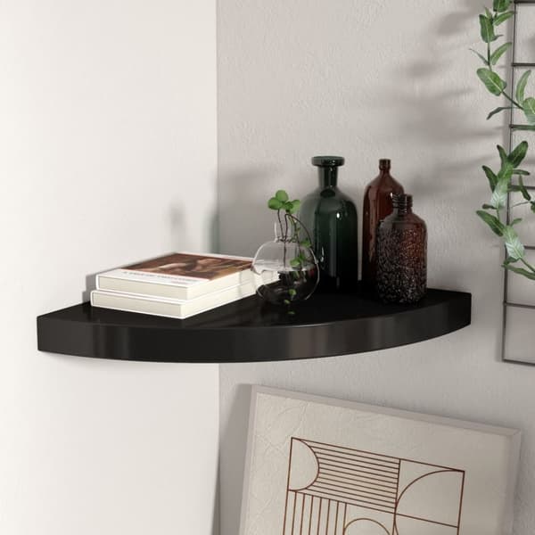 vidaXL hjørnehylde 35x35x3,8 cm MDF sort -  Væghylder & smalle hylder