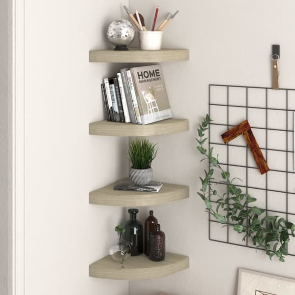 vidaXL Kelluvat kulmahyllyt 4 kpl tammi 25x25x3,8 cm MDF - Seinähyllyt