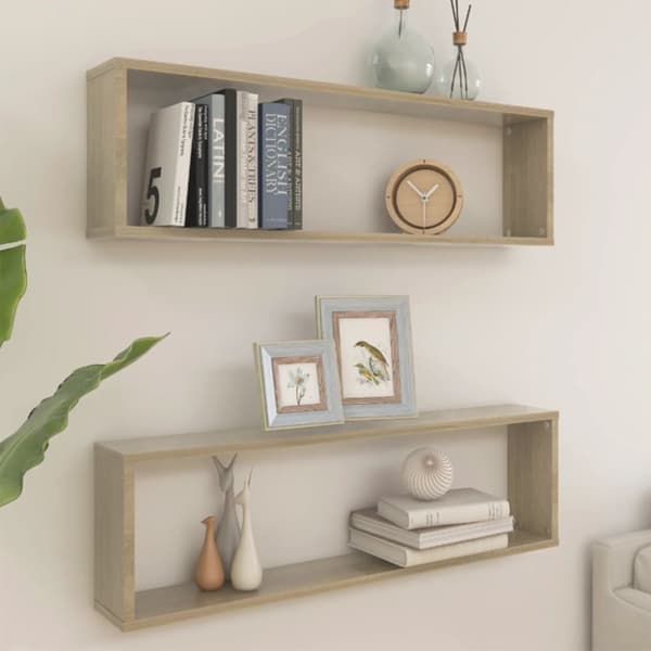 vidaXL Vägghylla kubformad 2 st sonoma-ek 100x15x30 cm konstruerat trä -  Vägghyllor & fönsterbrädor