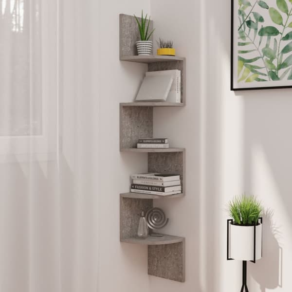 vidaXL Seinäkulmahylly betoninharmaa 19x19x123 cm tekninen puu -  Seinähyllyt