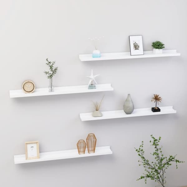 vidaXL Vägghyllor 4 st vit 80x9x3 cm -  Vägghyllor & fönsterbrädor