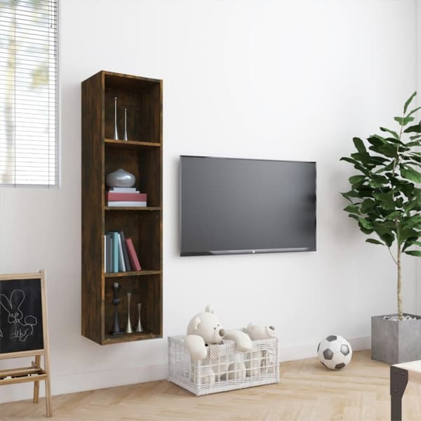 vidaXL bogreol/tv-skab 143x30x36 cm konstrueret træ røget egetræsfarve - Væghylder & smalle hylder