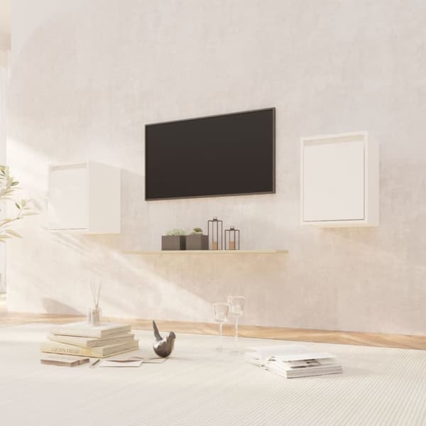 vidaXL Väggskåp 2 st vit 30x30x40 cm massiv furu -  Vägghyllor & fönsterbrädor