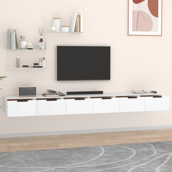 vidaXL Seinäkaapit 2 kpl valkoinen 102x30x20 cm tekninen puu - Seinähyllyt