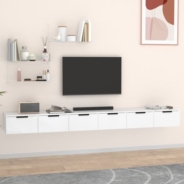vidaXL Seinäkaapit 2 kpl valkoinen 102x30x20 cm tekninen puu - Seinähyllyt