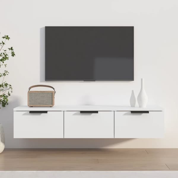 vidaXL vægskab 102x30x20 cm konstrueret træ hvid -  Væghylder & smalle hylder