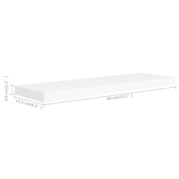 vidaXL væghylder 2 stk. 80x23,5x3,8 cm MDF hvid -  Væghylder & smalle hylder