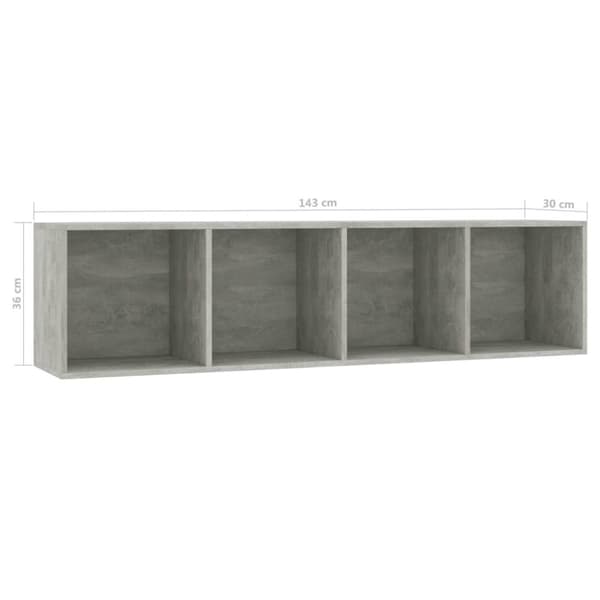 vidaXL bogskab/tv-skab 143 x 30 x 36 cm betongrå - Væghylder & smalle hylder