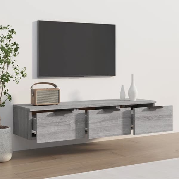 vidaXL vægskab 102x30x20 cm konstrueret træ grå sonoma-eg -  Væghylder & smalle hylder