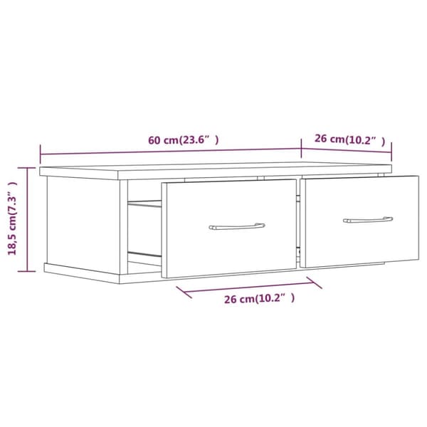 vidaXL vægskab 60x26x18,5 cm konstrueret træ røget egetræsfarve -  Væghylder & smalle hylder