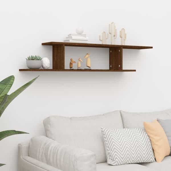 vidaXL væghængt tv-hylde 125x18x23cm konstrueret træ brun egetræsfarve - Væghylder & smalle hylder