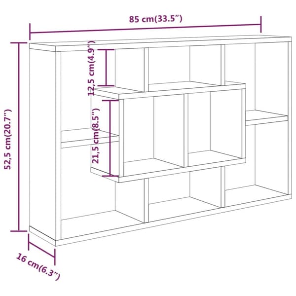 vidaXL Seinähylly betoninharmaa 85x16x52,5 cm tekninen puu -  Seinähyllyt