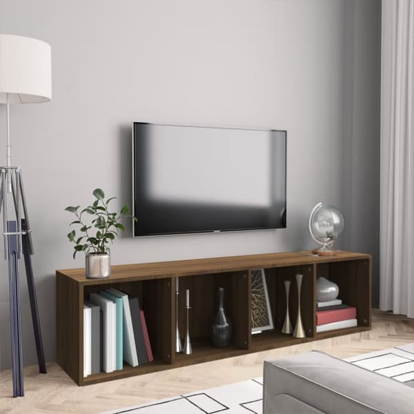 vidaXL Kirjahylly / TV-taso ruskea tammi 143x30x36 cm tekninen puu - Seinähyllyt