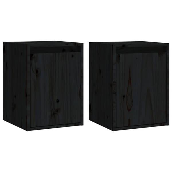 vidaXL Väggskåp 2 st svart 30x30x40 cm massiv furu - Vägghyllor & fönsterbrädor