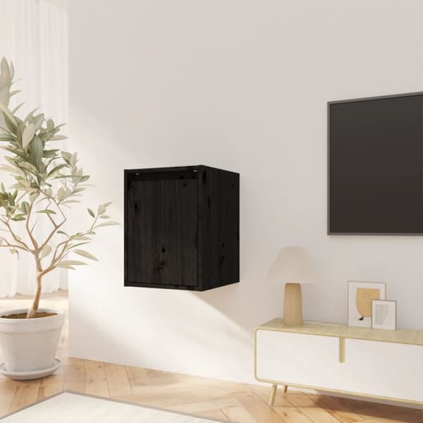 vidaXL Väggskåp 2 st svart 30x30x40 cm massiv furu -  Vägghyllor & fönsterbrädor