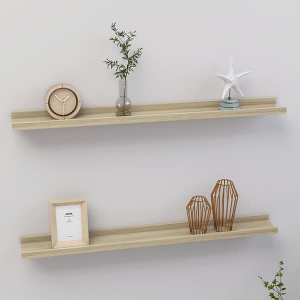 vidaXL væghylder 2 stk. 80x9x3 cm sonoma-eg -  Væghylder & smalle hylder