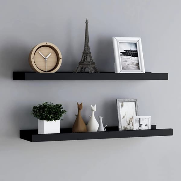 vidaXL gallerihylder 2 stk. 80x9x3 cm MDF sort -  Væghylder & smalle hylder