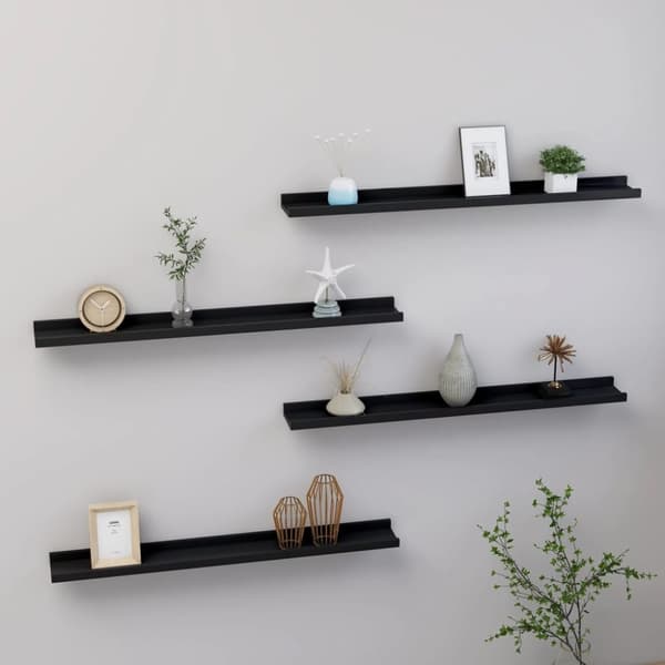 vidaXL væghylder 4 stk. 80x9x3 cm sort - Væghylder & smalle hylder