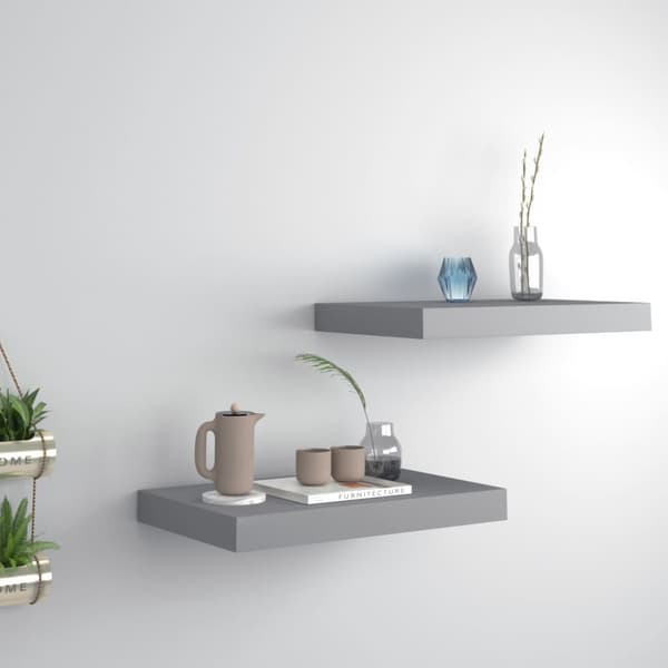 vidaXL væghylder 2 stk. 40x23x3,8 cm MDF grå - Væghylder & smalle hylder