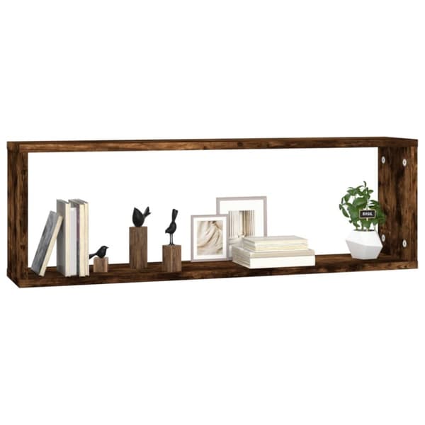vidaXL væghylder 2 stk. 80x15x26,5 cm konstrueret træ røget egetræ -  Væghylder & smalle hylder