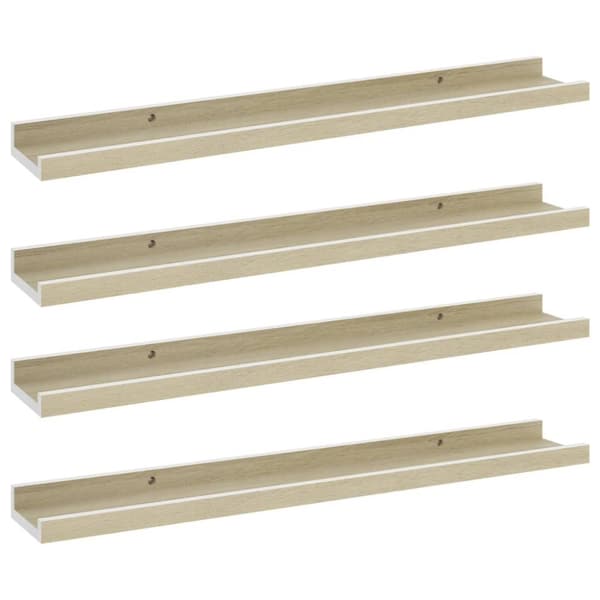 vidaXL Vägghyllor 4 st vit och sonoma-ek 60x9x3 cm -  Vägghyllor & fönsterbrädor