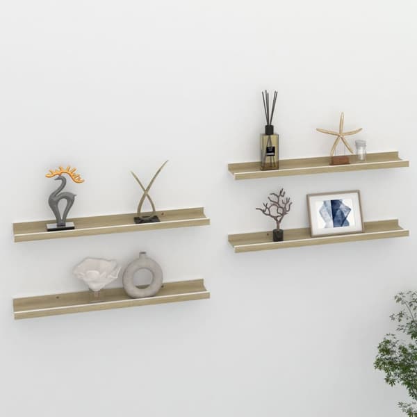 vidaXL Vägghyllor 4 st vit och sonoma-ek 60x9x3 cm -  Vägghyllor & fönsterbrädor