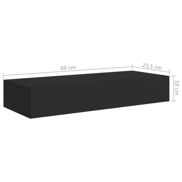 vidaXL væghylde med skuffe 60x23,5x10 cm MDF sort -  Væghylder & smalle hylder