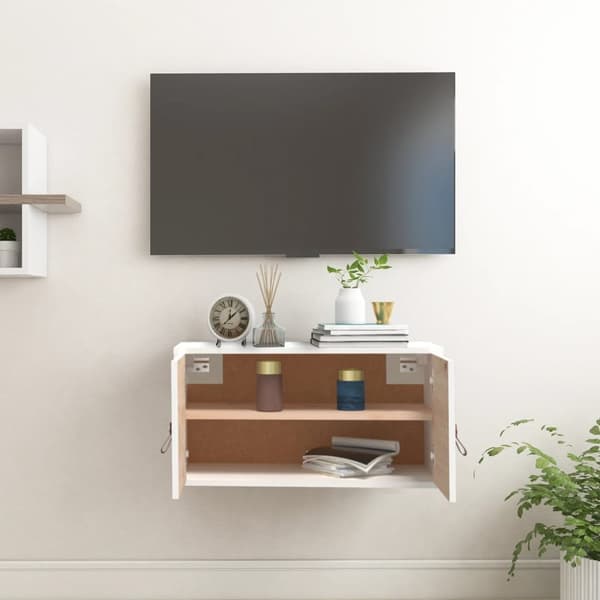 vidaXL vægskab 60x30x30 cm massivt fyrretræ hvid - Væghylder & smalle hylder