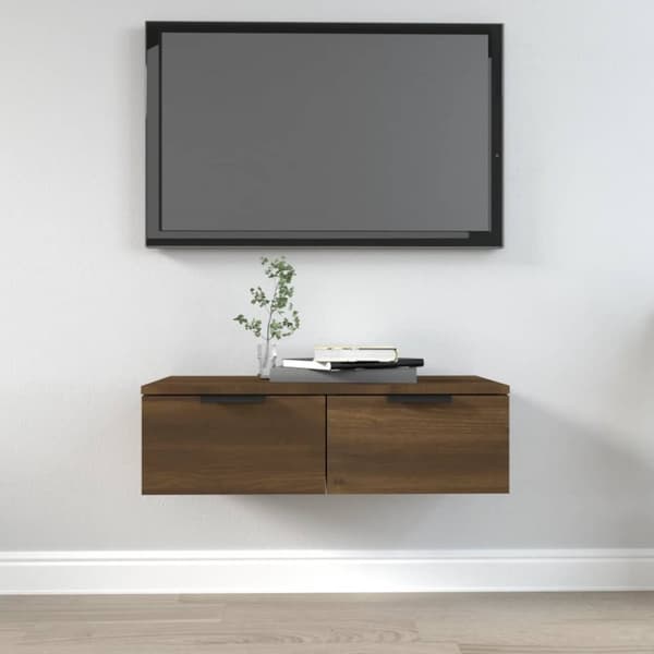 vidaXL vægskab 68x30x20 cm konstrueret træ brun egetræsfarve - Væghylder & smalle hylder