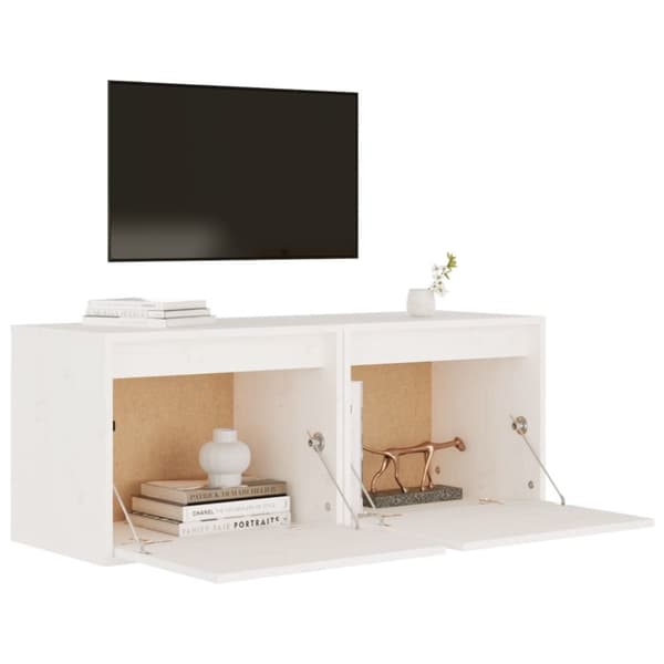 vidaXL Väggskåp 2 st 45x30x35 cm massiv furu vit - Vägghyllor & fönsterbrädor