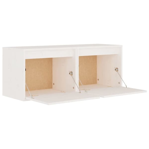vidaXL Väggskåp 2 st 45x30x35 cm massiv furu vit - Vägghyllor & fönsterbrädor