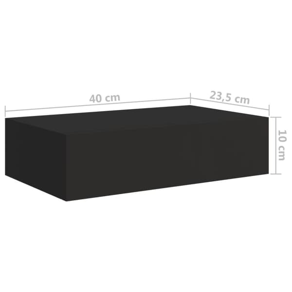 vidaXL væghylde med skuffe 40x23,5x10 cm MDF sort -  Væghylder & smalle hylder