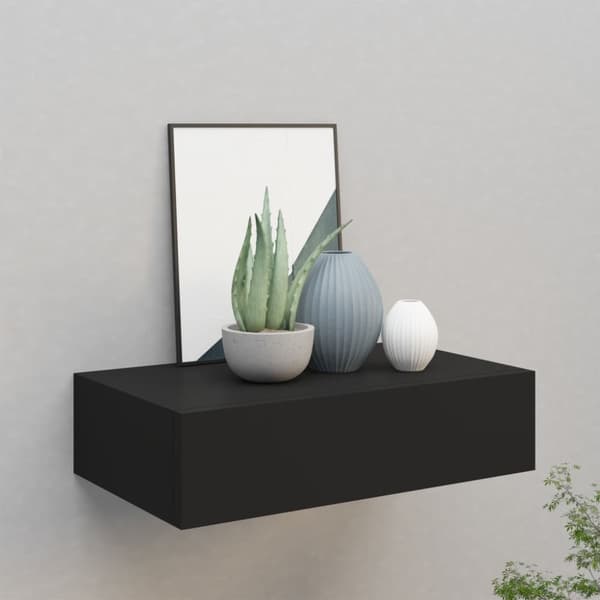 vidaXL væghylde med skuffe 40x23,5x10 cm MDF sort -  Væghylder & smalle hylder
