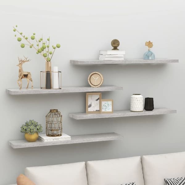 vidaXL væghylder 4 stk. 120x23,5x3,8 cm MDF betongrå - Væghylder & smalle hylder