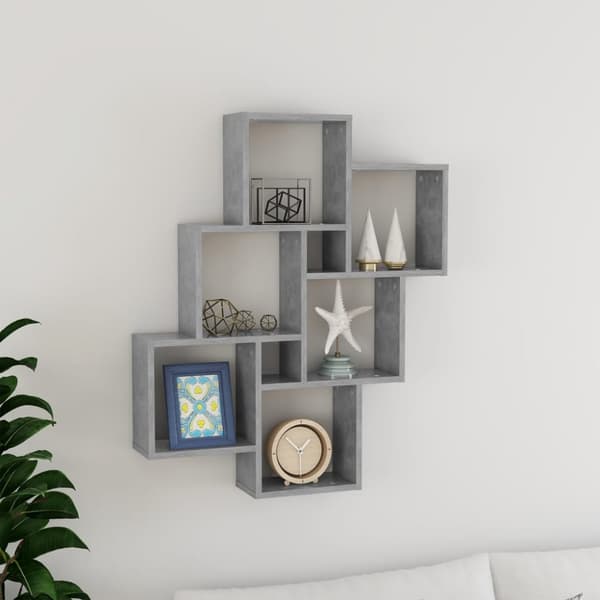 vidaXL Vägghylla kubformad betonggrå 78x15x93 cm konstruerat trä -  Vägghyllor & fönsterbrädor