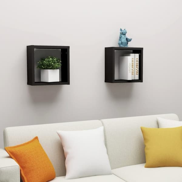 vidaXL væghylder 2 stk. 30x15x30 cm kubeformet sort -  Væghylder & smalle hylder