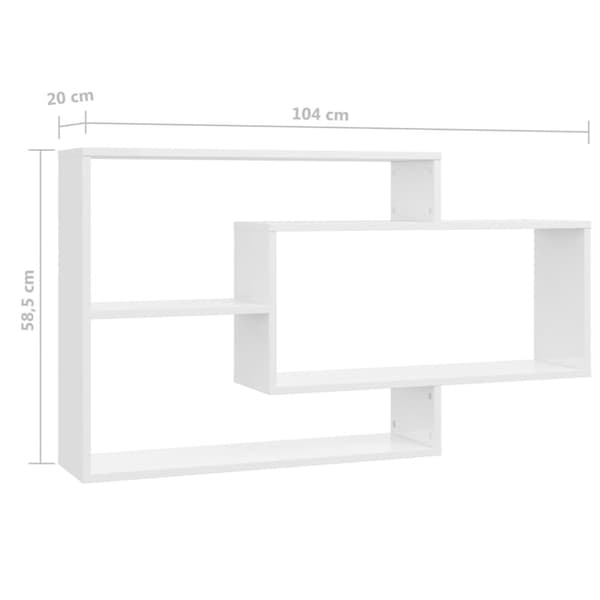 vidaXL Seinähyllyt korkeakiilto valkoinen 104x20x58,5 cm tekninen puu - Seinähyllyt