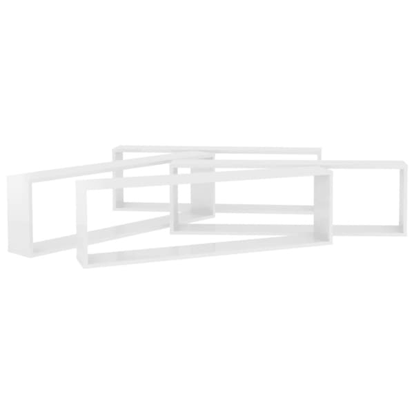 vidaXL væghylder 4 stk. 100x15x30 cm kubeform spånplade hvid højglans -  Væghylder & smalle hylder