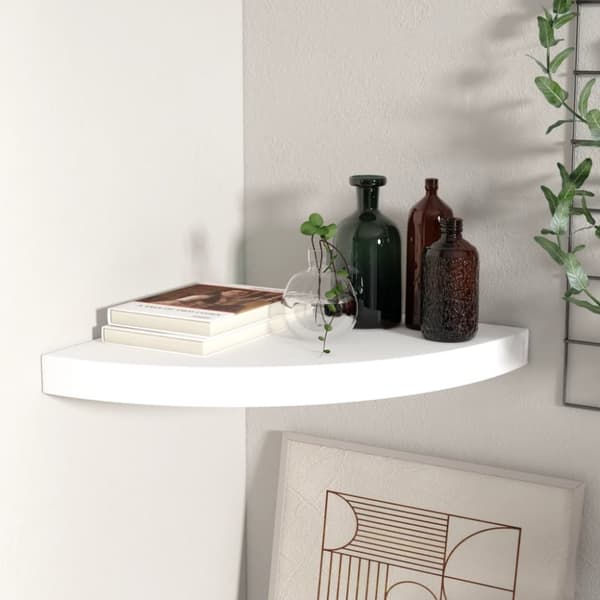 vidaXL Kelluva kulmahylly valkoinen 35x35x3,8 cm MDF - Seinähyllyt